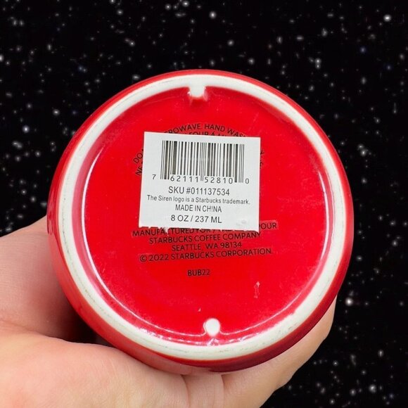 Starbucks Holiday Red White Green Poinsettia Christmas Ceramic Mug Cup 8oz ￼￼22 - Picture 8 of 11